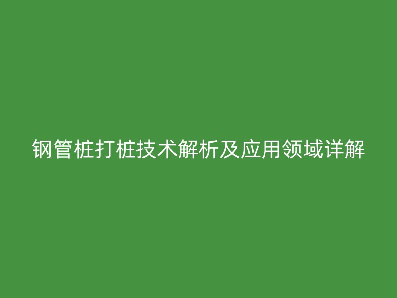 鋼管樁打樁技術(shù)解析及應(yīng)用領(lǐng)域詳解