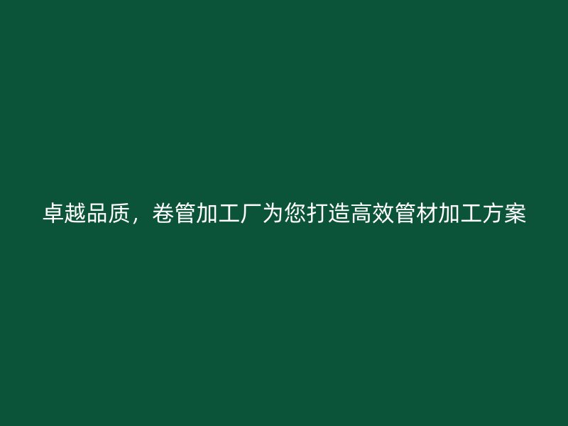 卓越品質(zhì)，卷管加工廠為您打造高效管材加工方案