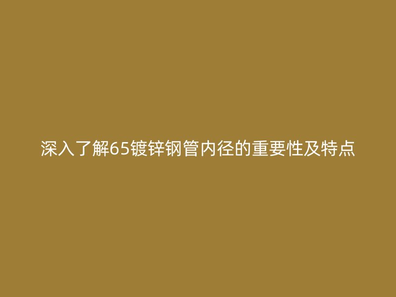 深入了解65鍍鋅鋼管內(nèi)徑的重要性及特點